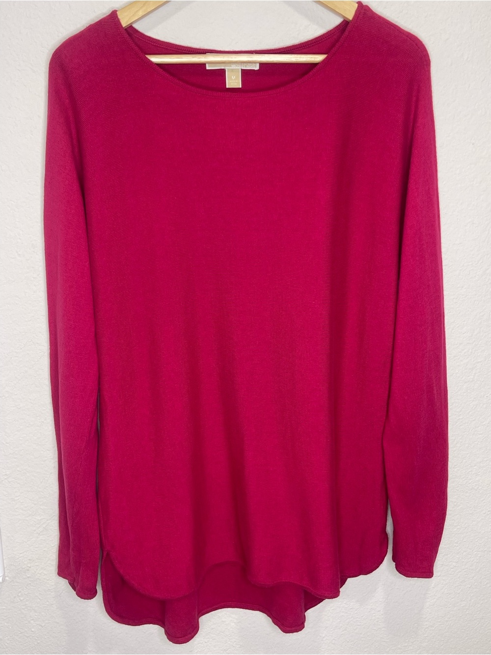 Michael Kors Long Sleeve Sweater Top - Raspberry Pink